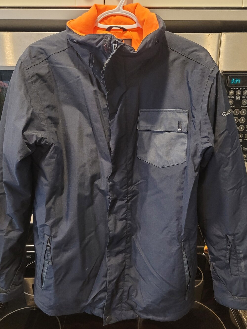 Quiksilver Navy Winter Jacket with Orange Hood Lining